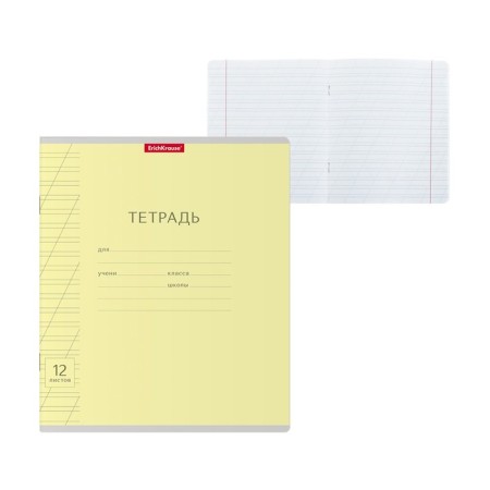 Notebook 12 sheets in the slanting ruler, Erichkrause Visio "Classic", cover coated cardboard, offset block, yellow