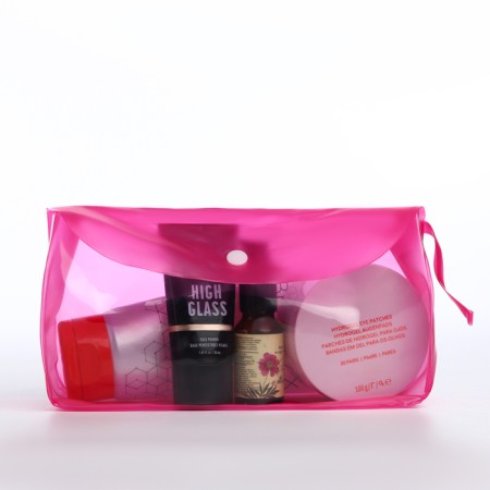 Cosmetic bag on the button, raspberry color-1