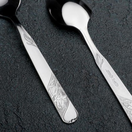 Teaspoon "Economy", h = 14.5 cm, thickness 1.5 mm, silver color-1