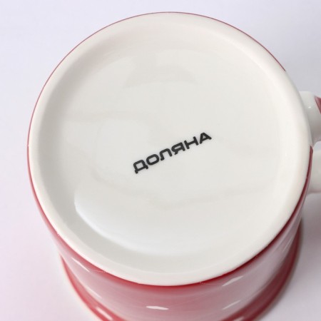 Porcelain share mug "Heart", 300 ml, red color-4