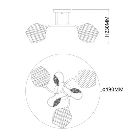 Ceiling light ESCADA, 1108/3PL. 3x40W, e27, 490x490x230 mm, chromium color-4