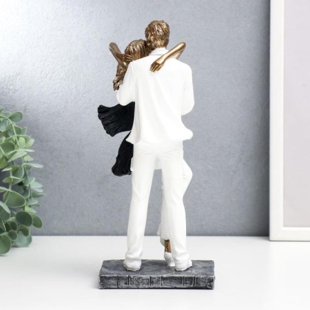 Polystone souvenir "in love with white clothes, with a scarf" under bronze 25x9x12 cm-2