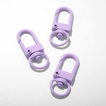 Carabiner 3.2 × 1.3 × 0.2 cm (set 3 pcs.), Purple color
