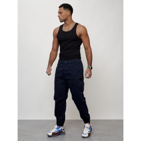 Cargo jeans men, size 46-48, dark blue color-8