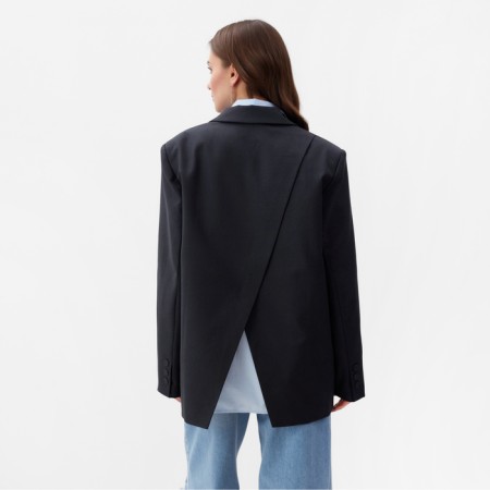 Women's jacket with a cut on the back mist size Xs/s, dark gray color-4