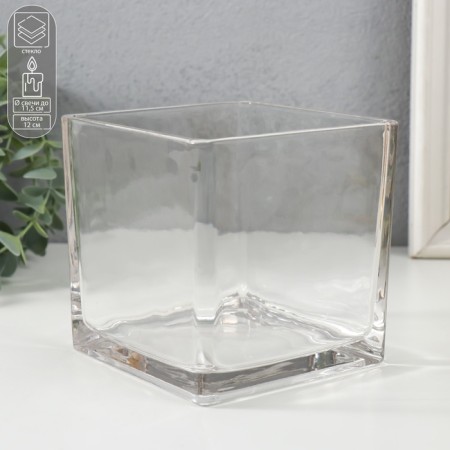 Glass of glass per 1 candle "Square" transparent 12x12x12 cm