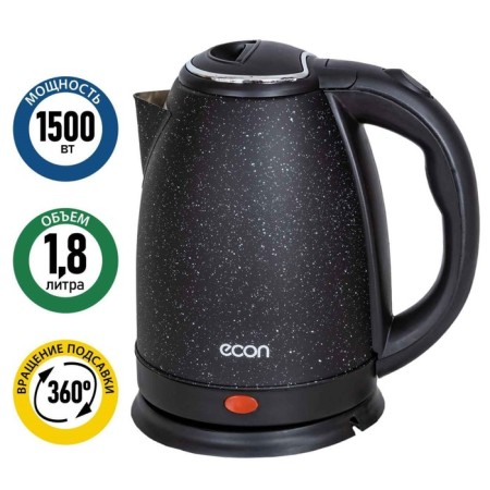 Electric kettle ECON ECO-1891ke, 1500 W, stainless steel, 1.8 l, black-1