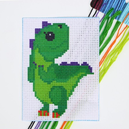 The cross -stitch "Dinosaur", a set for creativity, 14 x 10 cm-1