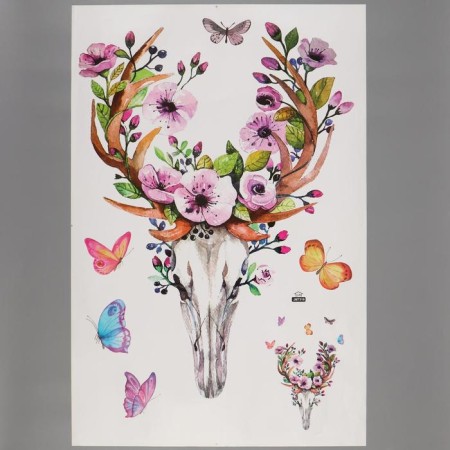 Sticker Plastic Interior color "Skull with flowers" 60x90 cm-1