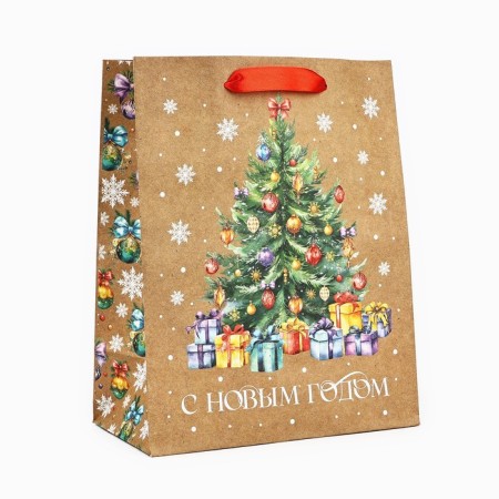 Gift New Year Craft vertical “Happy New Year”, Christmas tree, MS 18 x 23 x 10 cm-1