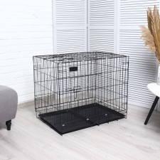 A cage with a hatch for dogs and cats, 85 x 60 x 70 cm, black
