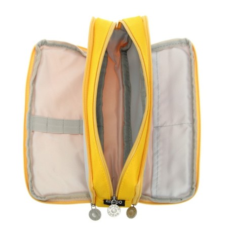 School pencil case on the zipper 3-section, yellow-4