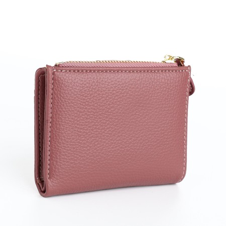Women's wallet on the button, pink color-1