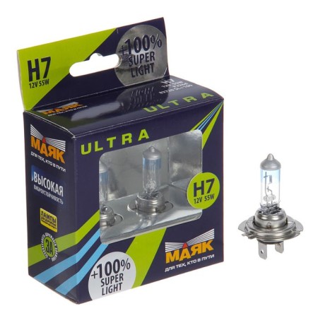Lamp car lighthouse Ultra Super Light+100%, H7, 12 V, 55 W, set 2 pcs-1