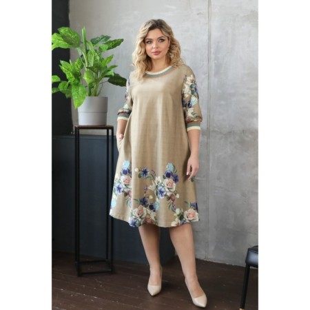 Female dress, size 56, beige color-10