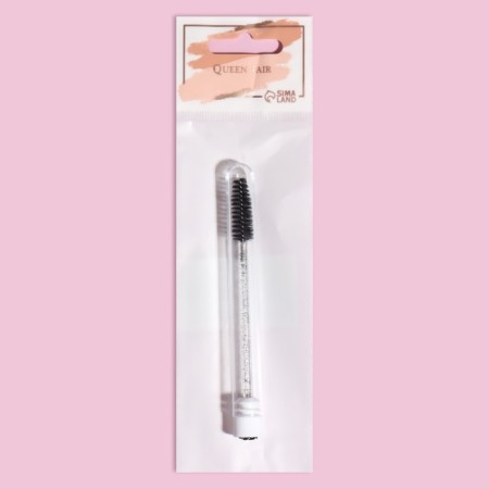 Brush for eyebrows and eyelashes, 10.8 cm, in case, black/transparent color-4