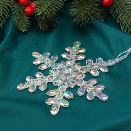 Christmas tree decoration "Snowflake overflow" 11x9.5 cm, transparent-1