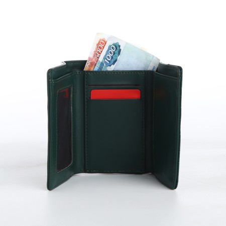 Women's wallet on magnet, green color-5