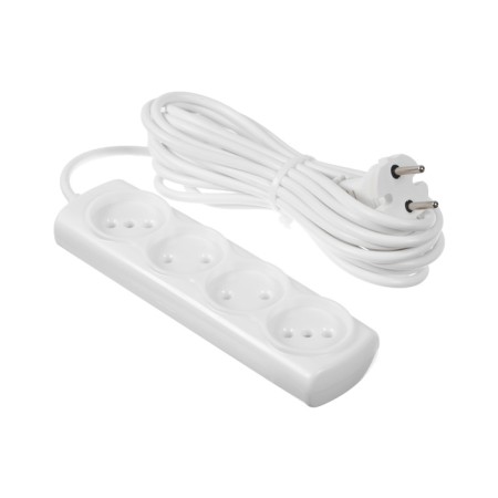 Extension cord Luazon Lighting Eco, 4 sockets, 5 m, 10 A, 2200 W, PVS 2x0.75 mm2, without salary, white-6