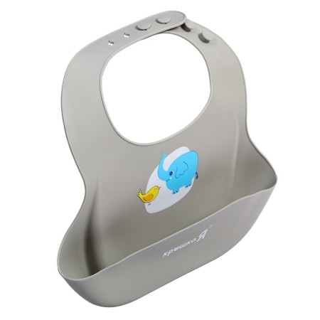 Bibslate for feeding "Elephant", silicone, with pockets, color gray color-5