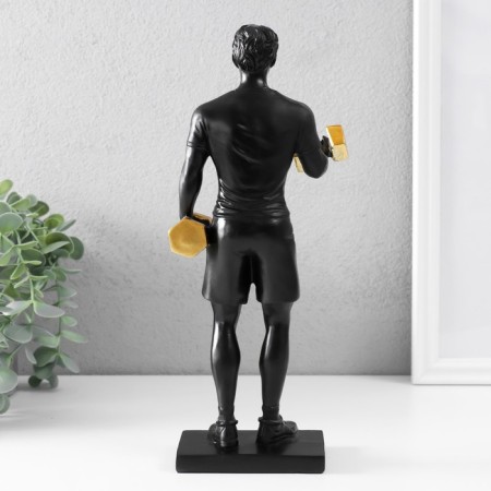 Polystone souvenir "Athlete with dumbbells" Black with gold 11x7x26 cm-2