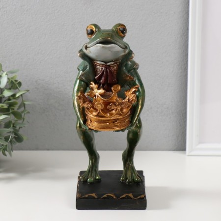 Polystone candlestick "Frog with crown" 14.5x12.5x26 cm