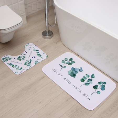 A set of bathroom mats Ethel Eucalypt 2 pcs, 80x50 cm, 50x40 cm, velor-6