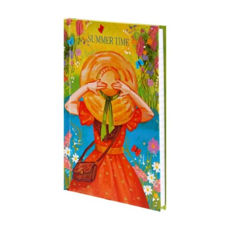 Notebook A6, 64 sheets in the Code "Summer", solid cover, matte lamination, glitter, block 65g/m2