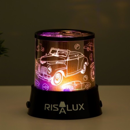 Night Projector "Retrotechnics" LED USB/from Black batteries 10.8x10.8x11.5 cm Risalux-5