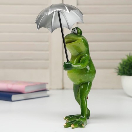 Souvenir Polystone Lac "frog under an umbrella" 21.5x9.5x16 cm-1