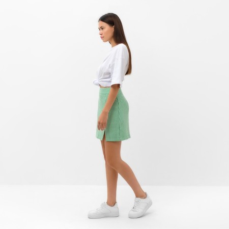 Women's skirt with a cut Mist p. 48, green/white-3