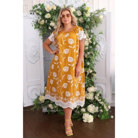 Women's dress, size 52, mustard color-4