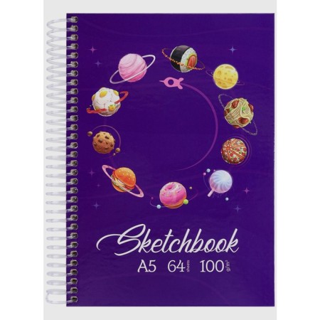 A5 sketchbook, 64 sheets on the crest "Cosmos", solid cover, glossy lamination, block 100 g/m2-6