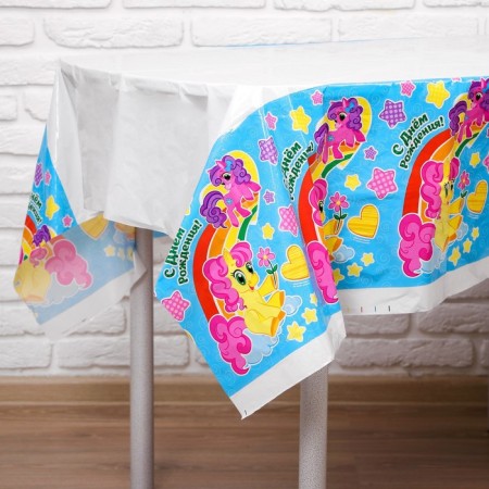 The single tablecloth “Happy Birthday”, unicorn, 180x137 cm, blue-2