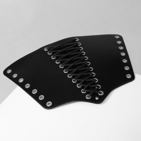 Bracelet Skin "Cuff" on lacing, tall, silver-black color,-4