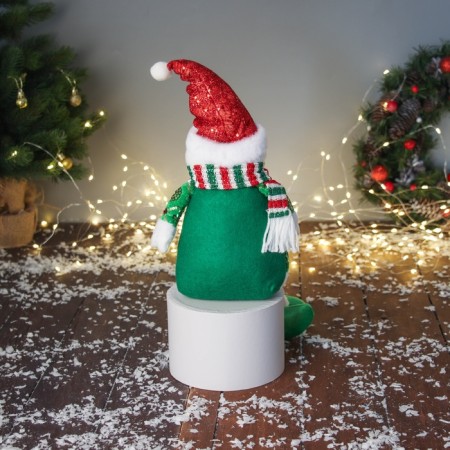 Soft toy "Snowman in a radiant suit and scarf" 49x19 cm, red-green-2