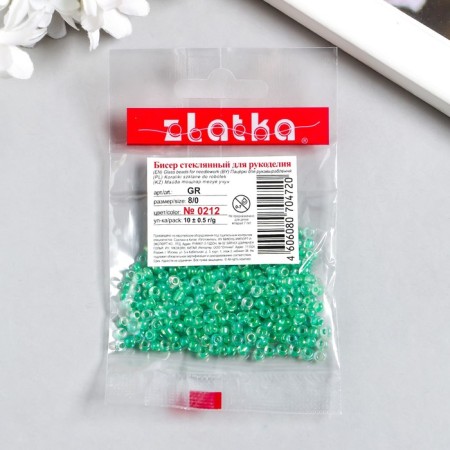 Beads "Zlatka" 08/0, 3 mm, 10 g 0212 Green-2