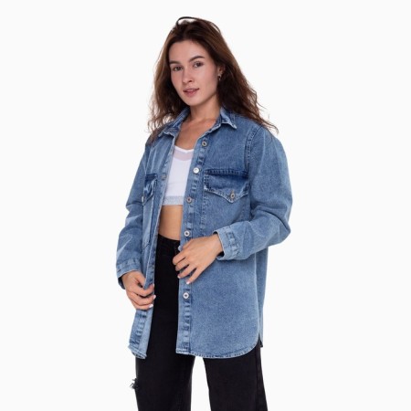 Denim shirt female, dark blue color, size S (42-44)-4