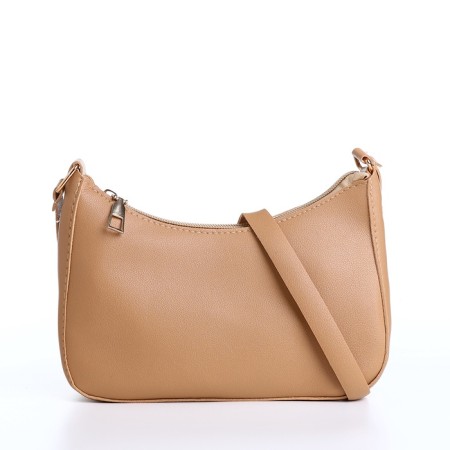 Baget bag with zipper, beige color-2