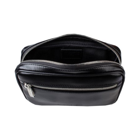 Waist bag, 2 lightning departments, adjustable belt, black color-1