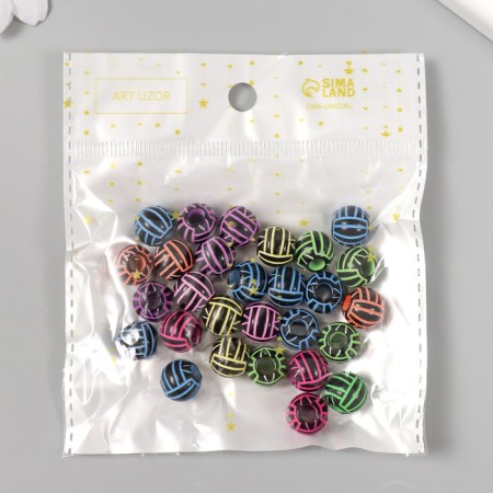 Beads for creativity plastic "Neon strips on black" set of 20 g 1.1x1.1x1 cm-3