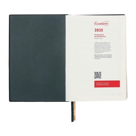 Dated 2025 diary, A5, 176 sheets of Escalada, solid cover of artificial leather, 3D design, embossing foil, lies, cream block 70 g/m2, green-5
