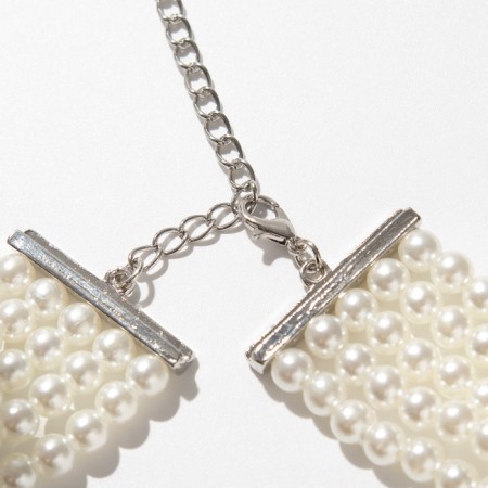 Choker-Coker "luxury" pearl, white in silver, 30.5 cm-2