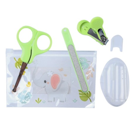 Set of manicure children's "giraffes", 4 subjects: scissors, knipser, saw, brush-3
