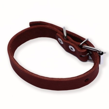 Collar of a single-layer leather, 45 x 2 cm, Osh 25-35 cm, brown-1