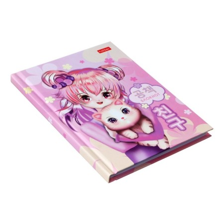 Notebook, A6, 64 sheets, in the cage/line "Anime with a cat", matte lamination, an offset block 60g/m2-1