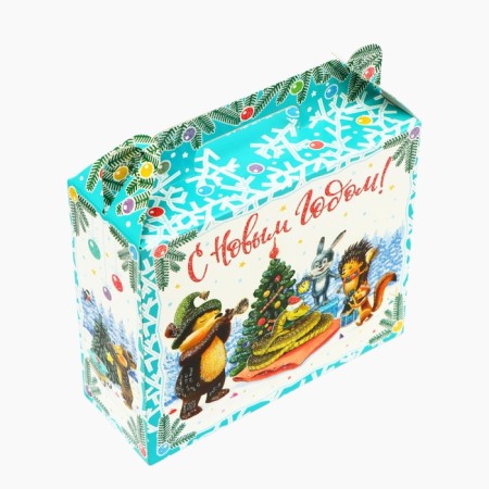 New Year. Gift box New Year's suitcase Small "Forest Guests" 17.3 x 6.5 x 15 cm.-2
