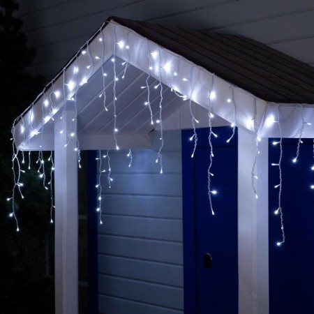 Garland "fringe" 4 × 0.6 m, IP44, white thread, 180 LED, white glow, white flicker, 220 V