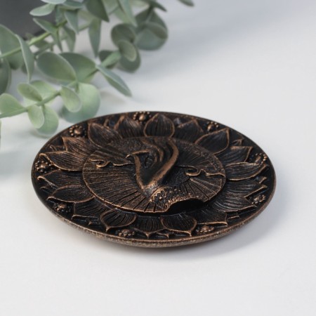 Board of incense Polystone "Hand - Chin Mudra" bronze 9.8x9.8x1 cm-1