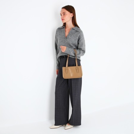 Bag Female Tout with zipper, beige color-5
